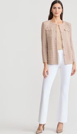 Misook Heritage Tonal Tweed Knit Jacket in Biscotti/white/charmeuse at Nordstrom, Size Xx-Large