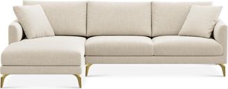 Castlery Lena Chaise Sectional Sofa Left Facing Customized, Cream (Brass Legs), Spill Resistant, Removable Covers for Sofas by Castlery