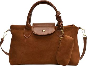 Generic Womens ElegantSuede-Style Tote Handbag with Pouch, 32 x 11 x 19 cm, 3 Colours (Brown)