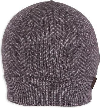 Maurizio Baldassari Geribbelde muts met visgraatpatroon - Bruin