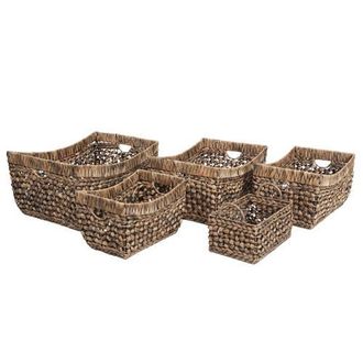 Happimess Aria Handwoven Water Hyacinth Nesting Storage Baskets with Handles in Brown at Nordstrom