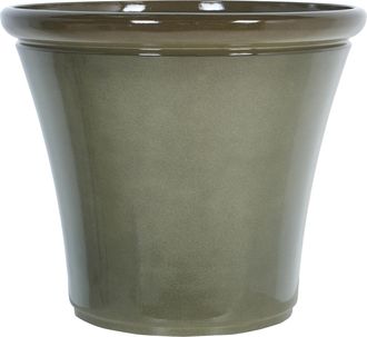 Beliani Maceta Alta De Mezcla De Piedra Tiesto De Jard&iacute;n Interior Exterior 47 X 47 X 41 Cm Verde Oliva