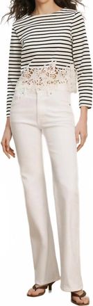 Veronica Beard Crosbie Mid-Rise Slim Wide-Leg Jeans In White