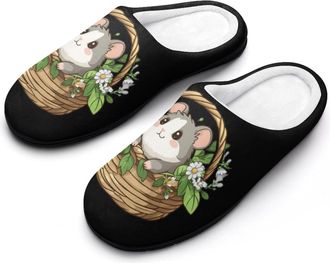 Generic Hamsters Flower Basket Slippers Men Winter Warm Cotton Anti-Slip Indoor Slip-Ons House Shoes