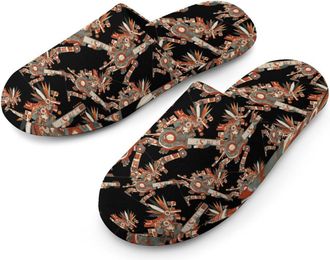 Generic Music Tezcatlipoca Mens Cozy Memory Foam Slippers Warm Cotton House Shoes Comfy Slipper for Indoor Outdoor