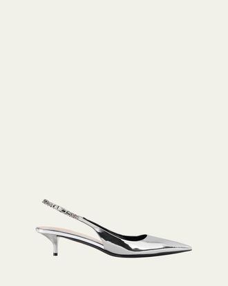 Gucci Signoria Metallic Leather Chain Slingback Pumps