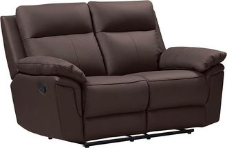 Vente-Unique Sof&aacute; de 2 plazas relax de piel de b&uacute;falo PAKITA - Marr&oacute;n