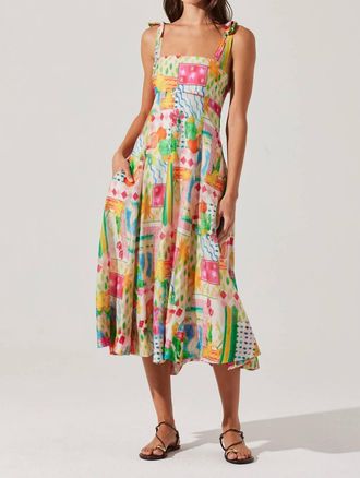 Astr Shiann Tie Shoulder Midi Dress In Multicolor
