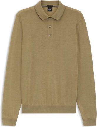 BOSS Knitted polo sweater in virgin wool