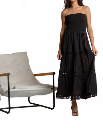 Elan Turks Strapless Maxi Dress With Crochet Detail In Black