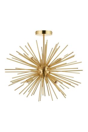 Netlighting Orta Multi Arm Lamp Semi Flush Ceiling Lamp Satin Brass Plate in Gold