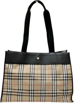 Burberry Beige Black Nylon Tote Bag (Pre-Owned)