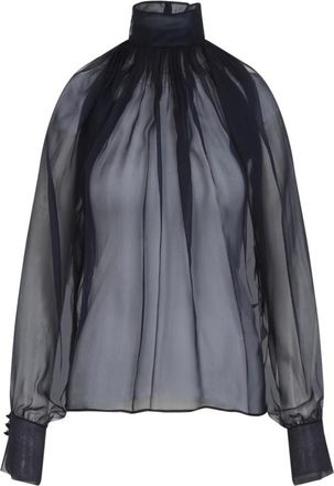 Saint Laurent Zijden Blouse - Dames - Blouses - Blauw - S - Overhemden