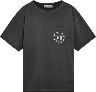 Duke and Dexter Pocket Washed Printed Cotton T-shirt - Black - XL