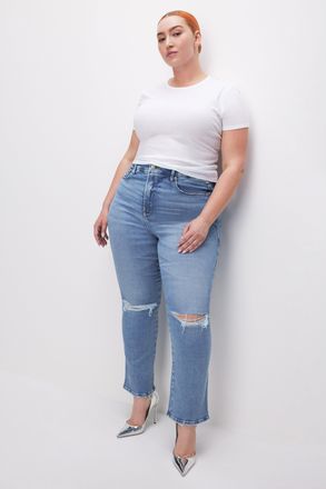 Good American Womens Good Curve Straight Jeans | Indigo, Size 28 Plus | Good American by KhloÈ Kardashian