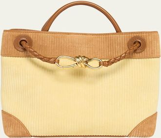 Bottega Veneta Two-Tone Suede Top-Handle Bag