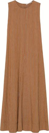 Pomandere Long Striped Technical Viscose Dress In Apricot