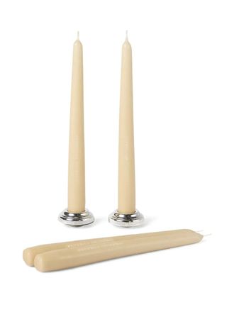 Brunello Cucinelli logo-engraved candlesticks (set of four) - unisex - Steel/vegetable/paraffin wax/Silver Plated - One Size - Neutrals