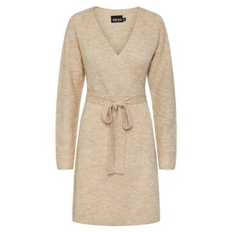 Pieces Female Knitted Dress PCELLEN, White Pepper, M