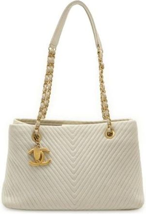 Chanel Pre-owned Tote Bags, female, Beige, Size: ONE SIZE Pre-owned Vintage Leather Tote Bag