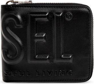 Diesel DSL 3D Bi-Fold Coin Zip XS - Heren - Portefeuilles - Zwart - ONE Size - Leer - Accessoires