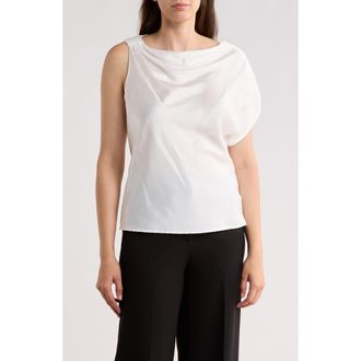Renee C Asymmetric Satin Top in Ivory at Nordstrom Rack, Size X-Large