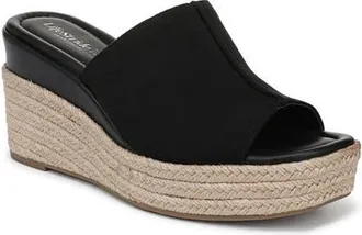 Life Stride Haute Espadrille Platform Wedge Slide Sandal in Black at Nordstrom, Size 7.5