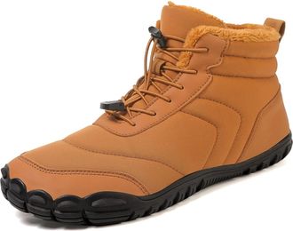 Generic Plus Size Winter Barefoot Shoes Womens Mens Wide Toe Box Camping Walking Boots Sneakers Non-Slip Warm Snow Boots Ankle Booties(Yellow,6.5 UK)