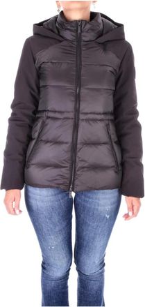 Woolrich Zwarte donsjas met afneembare capuchon - Dames - Gewatteerde jassen - Zwart - L - Polyester - Jassen