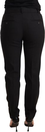 Dolce & Gabbana Black Tapered Women Trouser Virgin Wool Pants Elastane