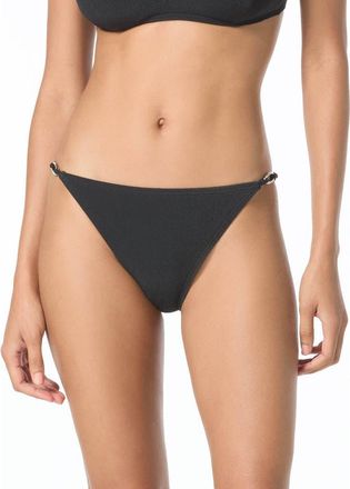 Michael Kors Oval Link Crepe Solids Bikini Bottom in Black at Nordstrom, Size X-Small