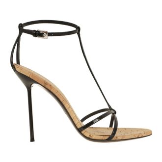 PARIS TEXAS High Heel Sandals, female, Black, Size: 11 US Lidia T-Strap Sandal