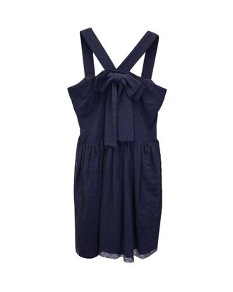 Maje Libby Eyelet Cocktail Dress in Navy Blue Polyester