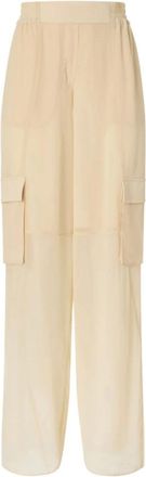 Pinko Lichtgewicht Broeken met Cargozakken - Dames - Wijde Broeken - Beige - L - Polyester - Broeken