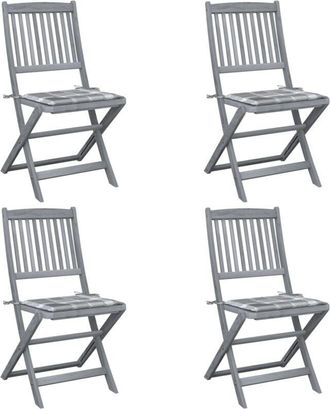 vidaXL Sillas De Jard&iacute;n Plegables 4 Uds Madera Maciza Acacia Y Cojines Vidaxl