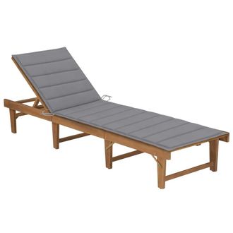 vidaXL Tumbona Plegable Con Coj&iacute;n Madera Maciza De Acacia Vidaxl