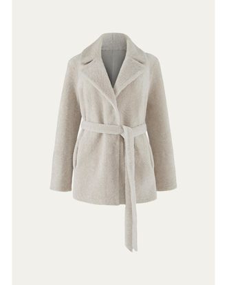 Gorski Select Textured Shearling Lamb Belted Jacket