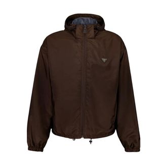 Prada Heren, Jassen, Bruin, Maat: L Nylon