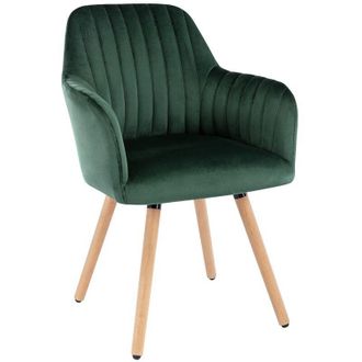 Vente-Unique Sedia con braccioli Velluto e Metallo effetto legno Verde scuro - eleana