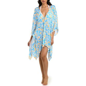 La Blanca Trinket V-Neck Cover-Up Caftan in Sky at Nordstrom, Size X-Small