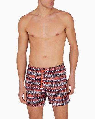 Emporio Armani Mens Beach Shorts Logo Detail in Dark_Navy - Dark Navy - Size X-Large
