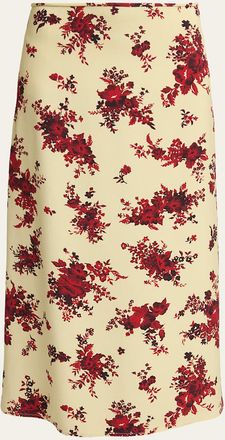 Jil Sander Floral-Print Viscose Midi Skirt