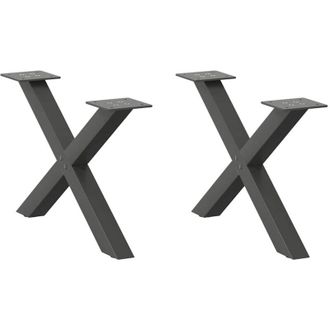 vidaXL Vidaxl - Patas Para Mesa De Centro En Forma De X (2 Unidades), Antracita, 60 X (30-31) Cm, Acero