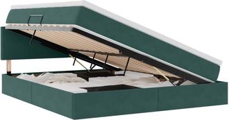 vidaXL Bed with Mattress with LED Dark Green 180 x 200 cm Velvet vidaXL