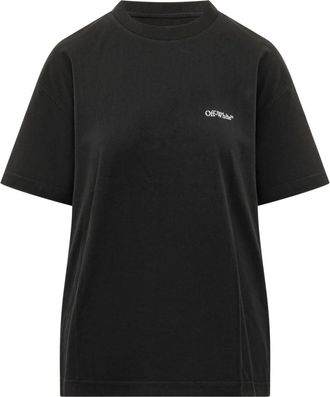 Off-white Flower Reg Tee - Dames - T-shirts - Zwart - M - Katoen - Tops