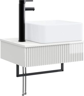 vidaXL Lavabo De Lavado Montado En La Pared Blanco Brillante Vidaxl