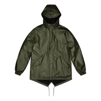 Rains Waterdichte Fishtail Jas - Heren - Regenjassen - Groen - S - Leer - Jassen
