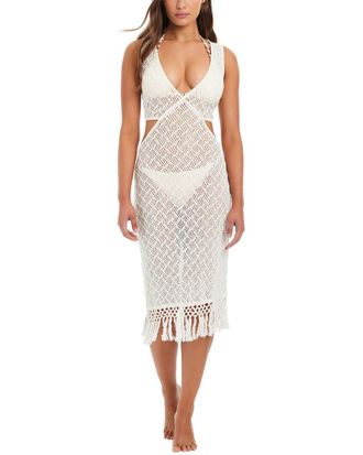 Red Carter Core Covers Fringe Plunge Cover-Up Dress