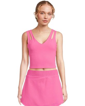 Beach Riot Evelina Top Womens Summer Strawberry Waffle Cut-Out V-Neck GBO1898