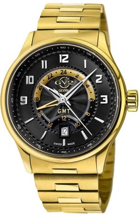 Gevril Group Giromondo Quartz Black Dial Mens Watch 42306B